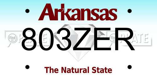 803ZER Arkansas License Plate