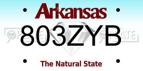 803ZYB Arkansas License Plate