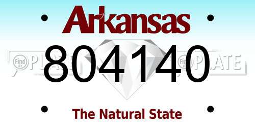 804140 Arkansas License Plate