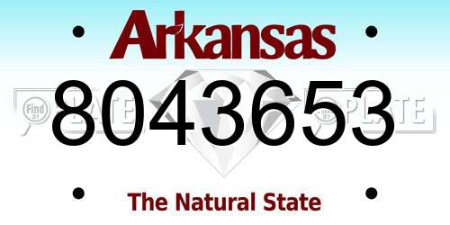 8043653 Arkansas License Plate