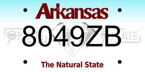 8049ZB Arkansas License Plate