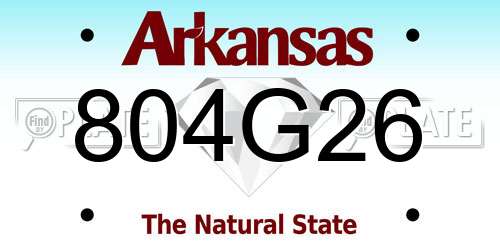 804G26 Arkansas License Plate