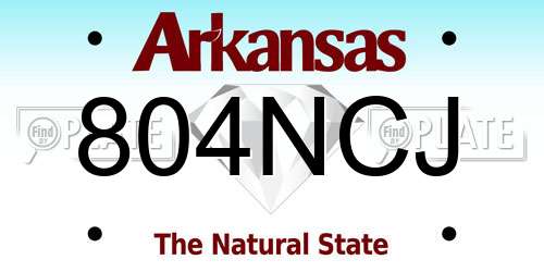 804NCJ Arkansas License Plate
