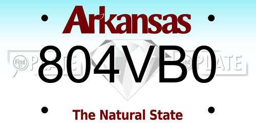 804VB0 Arkansas License Plate