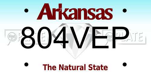 804VEP Arkansas License Plate