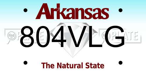 804VLG Arkansas License Plate