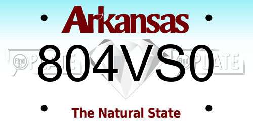 804VS0 Arkansas License Plate