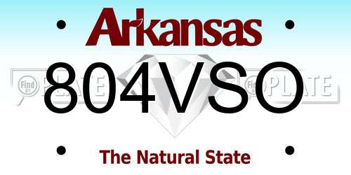 804VSO Arkansas License Plate