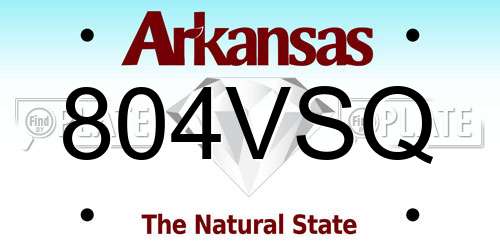 804VSQ Arkansas License Plate