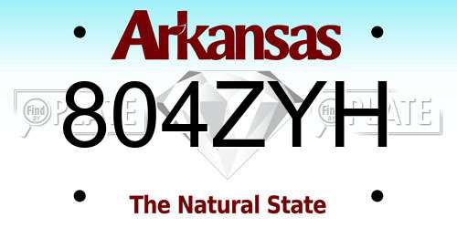 804ZYH Arkansas License Plate