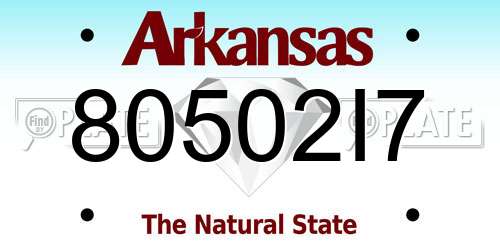 80502I7 Arkansas License Plate