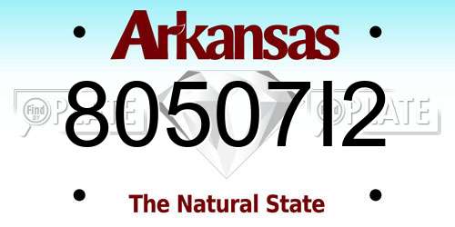80507I2 Arkansas License Plate
