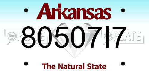 80507I7 Arkansas License Plate