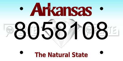8058108 Arkansas License Plate