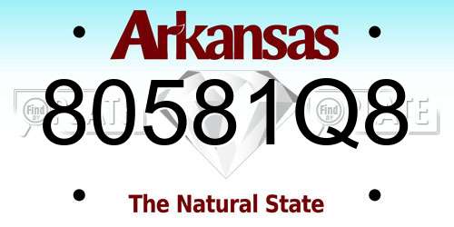 80581Q8 Arkansas License Plate