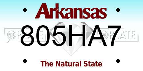 805HA7 Arkansas License Plate