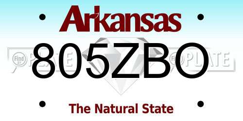 805ZBO Arkansas License Plate