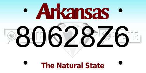 80628Z6 Arkansas License Plate