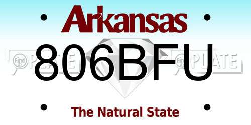 806BFU Arkansas License Plate