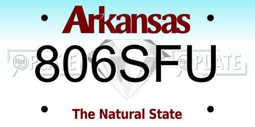 806SFU Arkansas License Plate