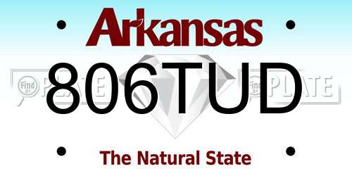 806TUD Arkansas License Plate