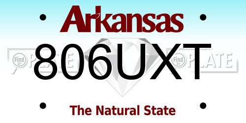 806UXT Arkansas License Plate