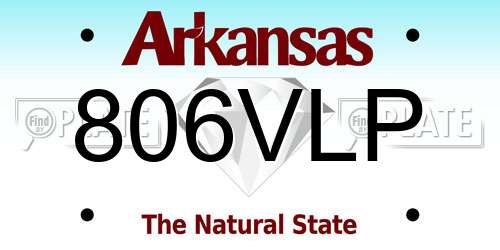 806VLP Arkansas License Plate