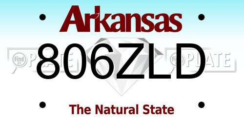 806ZLD Arkansas License Plate