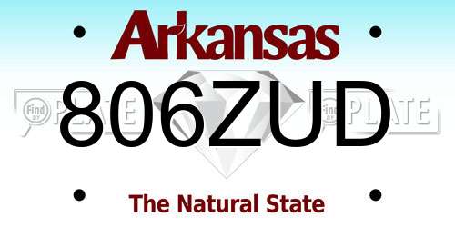 806ZUD Arkansas License Plate