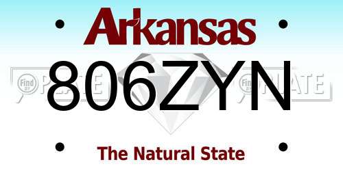 806ZYN Arkansas License Plate