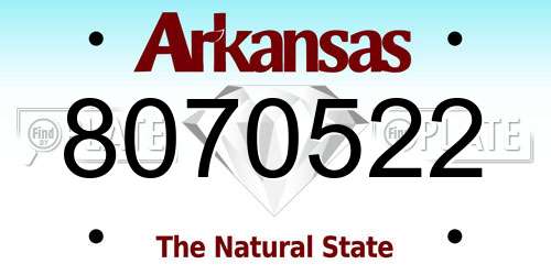 8070522 Arkansas License Plate