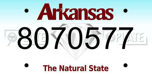 8070577 Arkansas License Plate