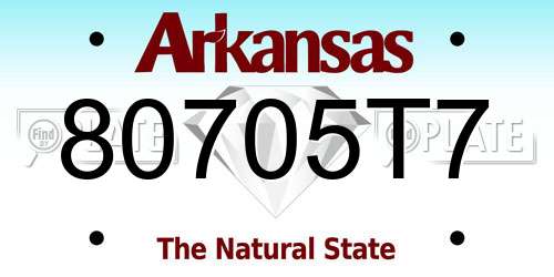 80705T7 Arkansas License Plate