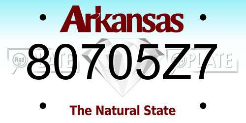 80705Z7 Arkansas License Plate