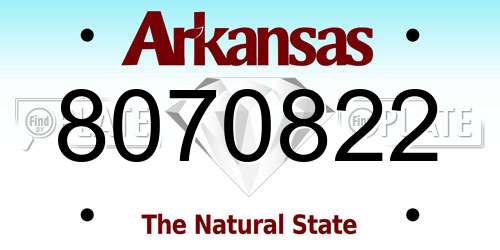 8070822 Arkansas License Plate