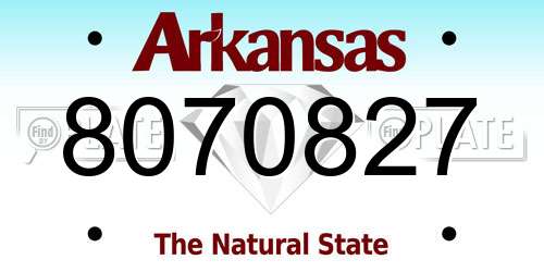 8070827 Arkansas License Plate
