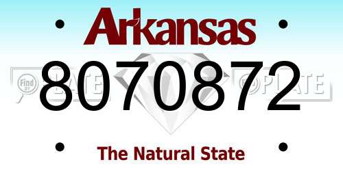 8070872 Arkansas License Plate