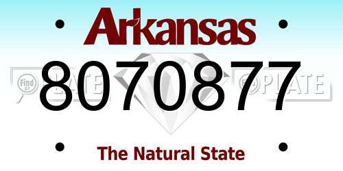 8070877 Arkansas License Plate