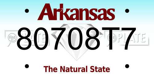 80708T7 Arkansas License Plate