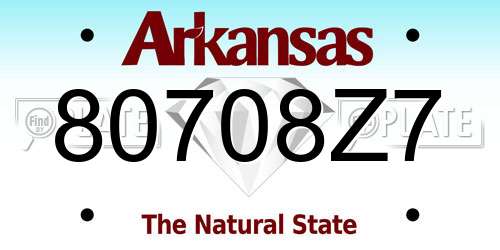 80708Z7 Arkansas License Plate