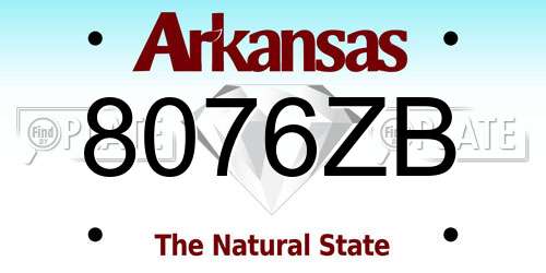 8076ZB Arkansas License Plate
