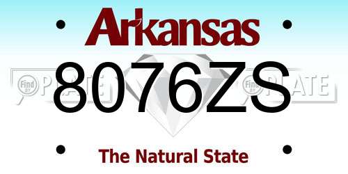 8076ZS Arkansas License Plate