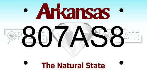 807AS8 Arkansas License Plate