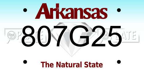 807G25 Arkansas License Plate