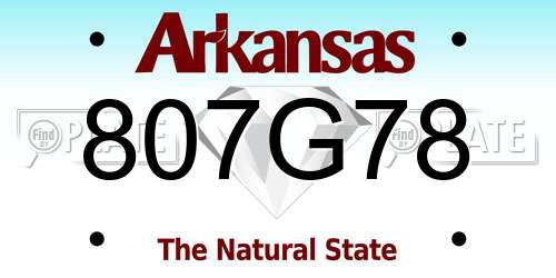 807G78 Arkansas License Plate