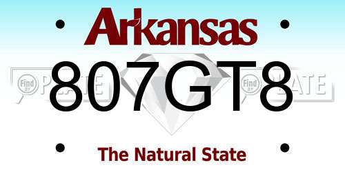 807GT8 Arkansas License Plate