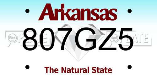807GZ5 Arkansas License Plate