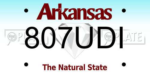 807UDI Arkansas License Plate