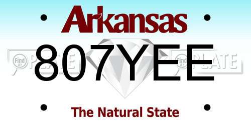 807YEE Arkansas License Plate
