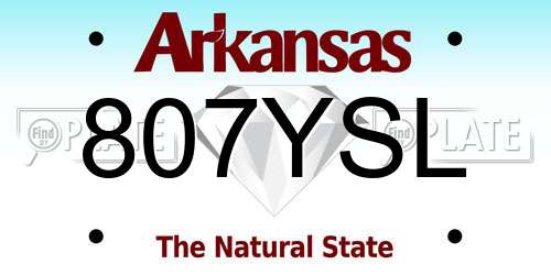 807YSL Arkansas License Plate